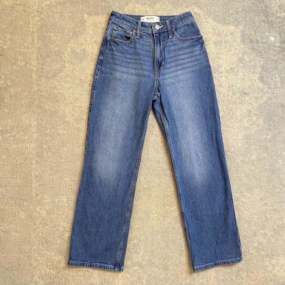 Hollister Ultra High-Rise Dad Jeans Womens 00S Medium Wash Straight Stretch
